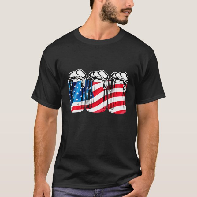 T-shirt Drapeau américain 4 juillet Hommes Femmes Merica U (Devant)