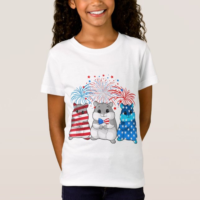 T-Shirt Drapeau américain 4 juillet Joyeux Cochon De Guiné (Devant)