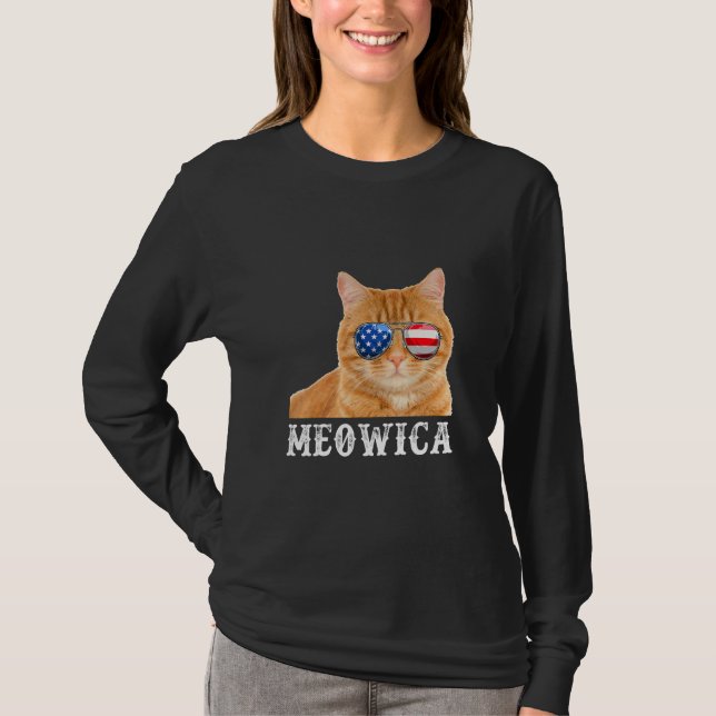 T-shirt Drapeau américain 4 juillet Kitten Merica (Devant)