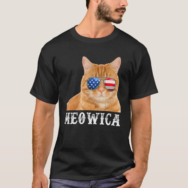 T-shirt Drapeau américain 4 juillet Kitten Merica (Devant)