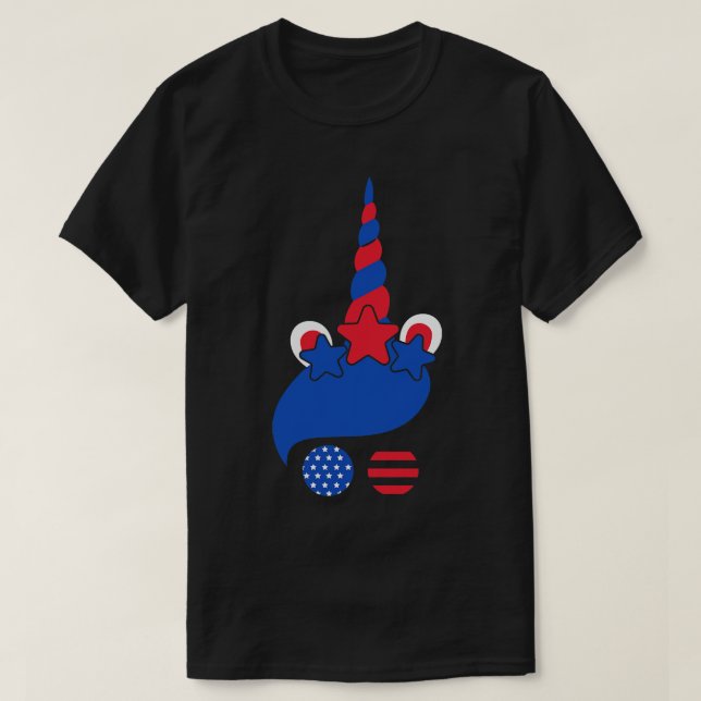 T-shirt Drapeau américain 4 juillet licorne (Design devant)