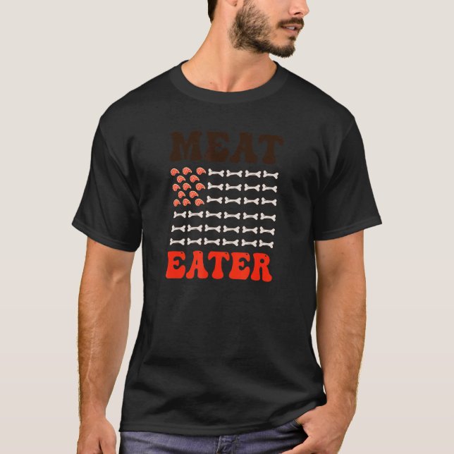 T-shirt Drapeau américain 4 juillet mangeur de viande (Devant)