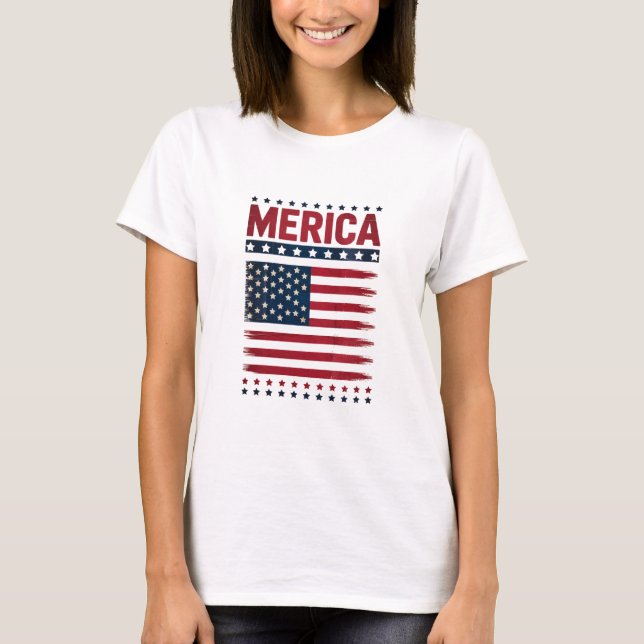 T-shirt Drapeau Américain 4 Juillet Merica (Devant)