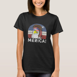 T-shirt Drapeau américain 4 juillet Merica Eagle Mullet
