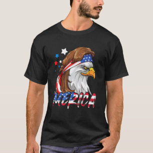T-shirt Drapeau américain 4 juillet Merica Eagle Mullet