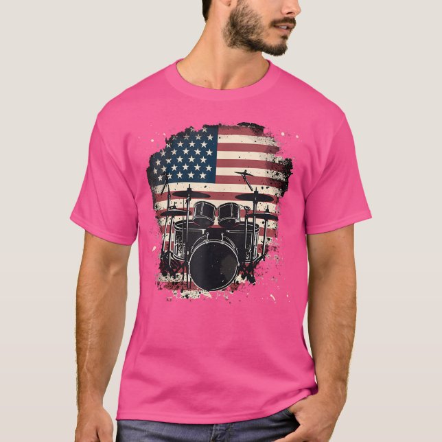 T-shirt Drapeau américain 4 juillet musicien patriotique (Devant)