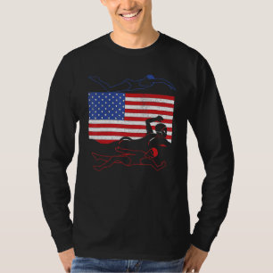 T-shirt Drapeau américain 4 juillet nageur Sport aquatique