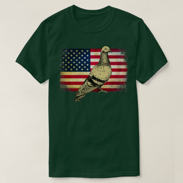 T-shirt Drapeau américain 4 juillet Pigeon Bird (Design devant)