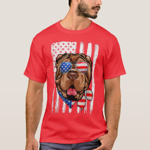 T-shirt Drapeau américain 4 juillet Shar Pei Chien patriot