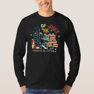 T-shirt Drapeau Américain 4 juillet Statue Patriotique De