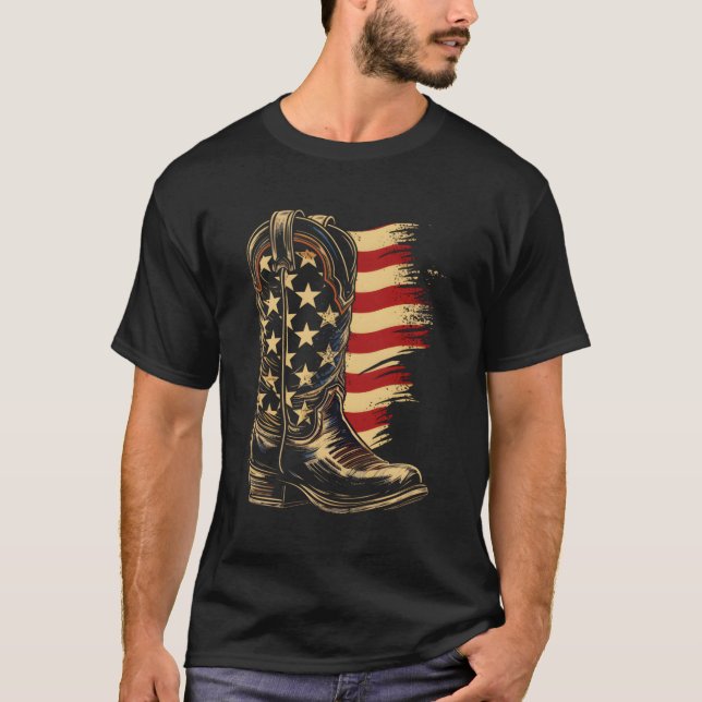 T-shirt Drapeau américain 4 juillet Vache (Devant)