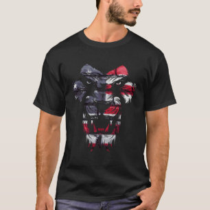 T-shirt Drapeau Américain 4E Face De Lion Patriotique Roar