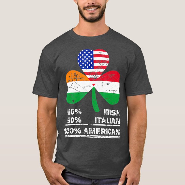 T-shirt Drapeau américain 50 demi irlandais demi-italien 1 (Devant)