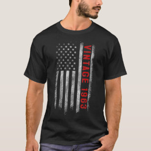 T-shirt Drapeau américain 60 ans Vintage 1963 60e naissanc