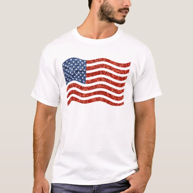 T-shirt drapeau américain à impression fausse séquence (Devant)