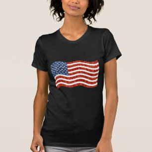 T-shirt drapeau américain à impression fausse séquence