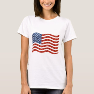 T-shirt drapeau américain à impression fausse séquence