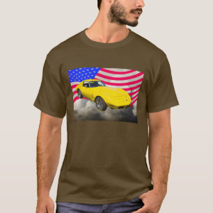 T-shirt Drapeau Américain À La Corvette Stingray 1975