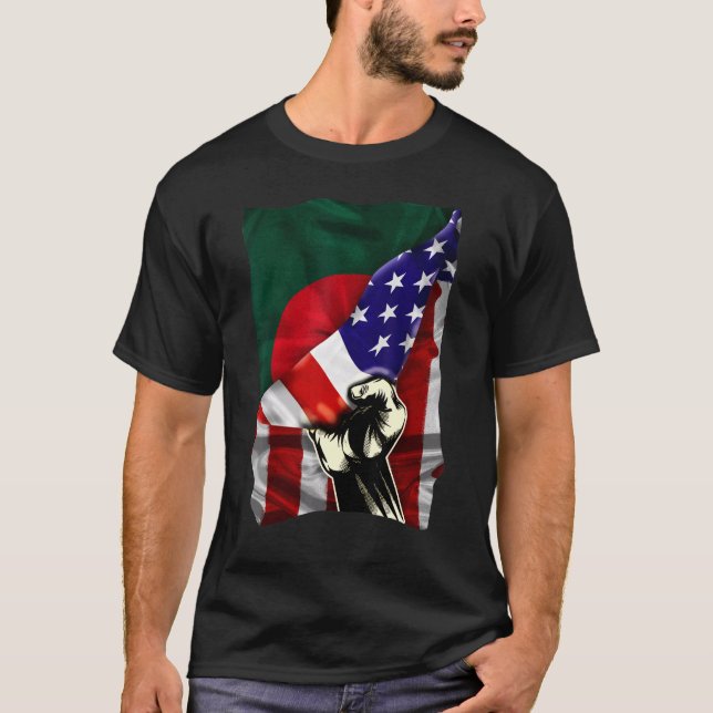 T-shirt Drapeau américain à moitié bengali RACINES drapeau (Devant)