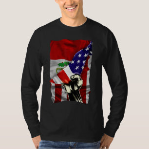T-shirt Drapeau américain à moitié racines péruviennes dra