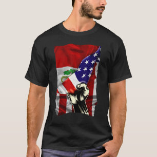 T-shirt Drapeau américain à moitié racines péruviennes dra