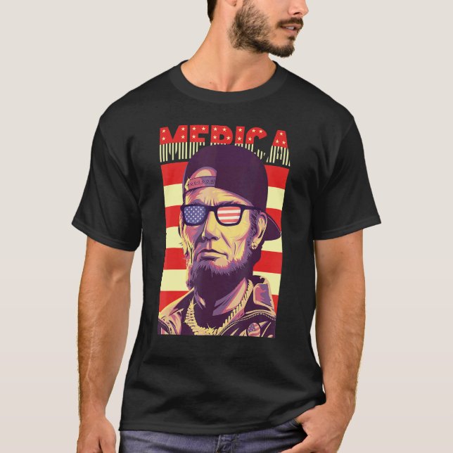 T-shirt Drapeau américain Abraham Lincoln (Devant)