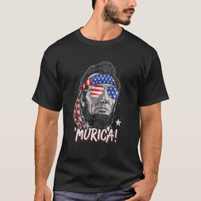 T-shirt Drapeau américain Abraham Lincoln Murica 4 juillet (Devant)