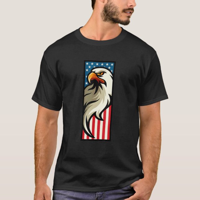 T-shirt Drapeau Américain & Aigle Patriotique (Devant)