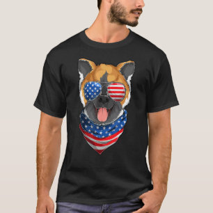 T-shirt Drapeau Américain Akita Quart Juillet Chien