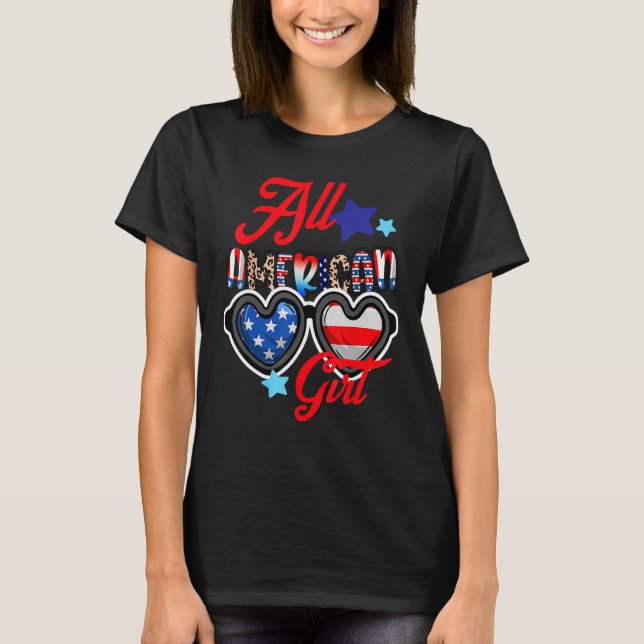 T-shirt Drapeau américain All American Girl 4 juillet Patr (Devant)