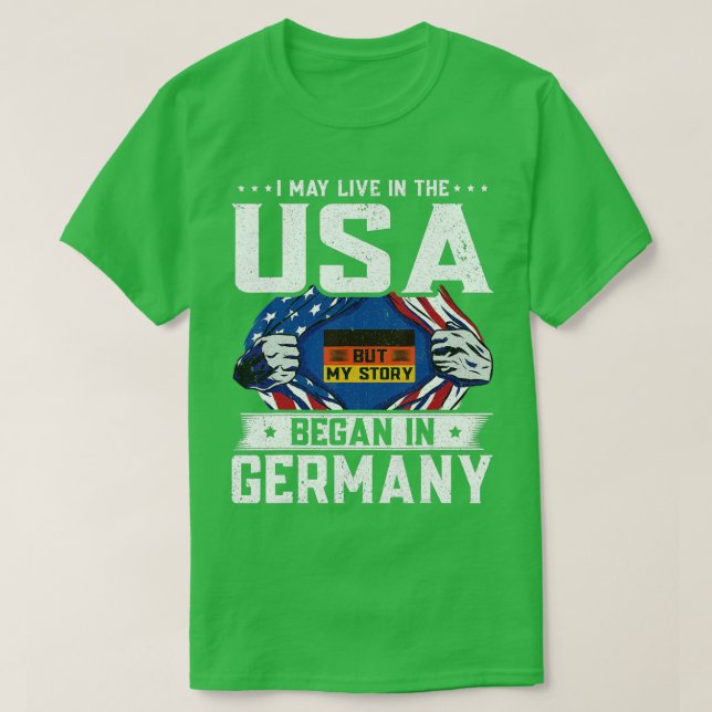 T-shirt Drapeau américain allemand - Mon histoire a commen (Design devant)
