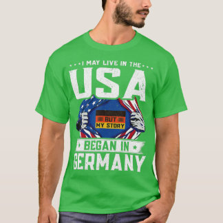 T-shirt Drapeau américain allemand - Mon histoire a commen