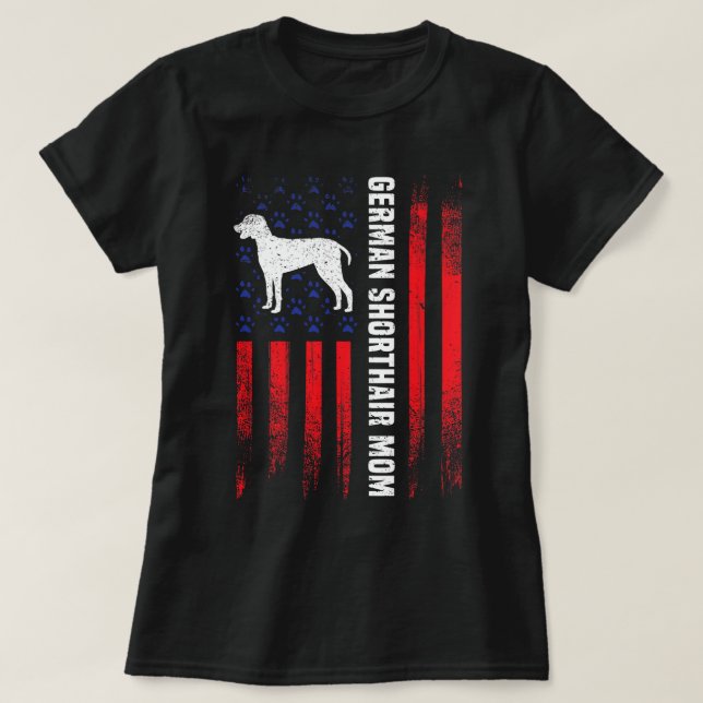T-shirt Drapeau américain Allemand Shorthair Pointer Maman (Design devant)
