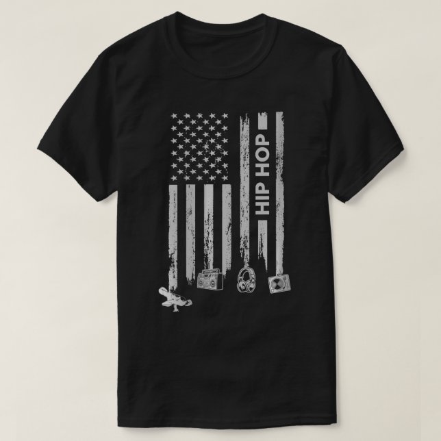 T-shirt Drapeau américain américain de style hip hop vinta (Design devant)