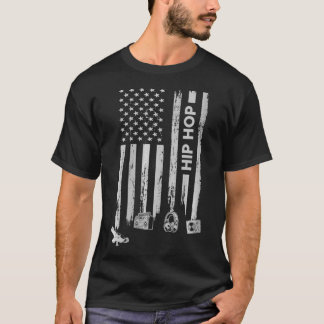T-shirt Drapeau américain américain de style hip hop vinta