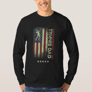 T-shirt Drapeau américain américain Papa Tennis 1