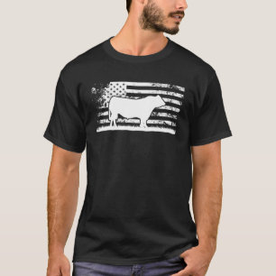 T-shirt Drapeau américain - Amérique Vache Noir Angus Ranc
