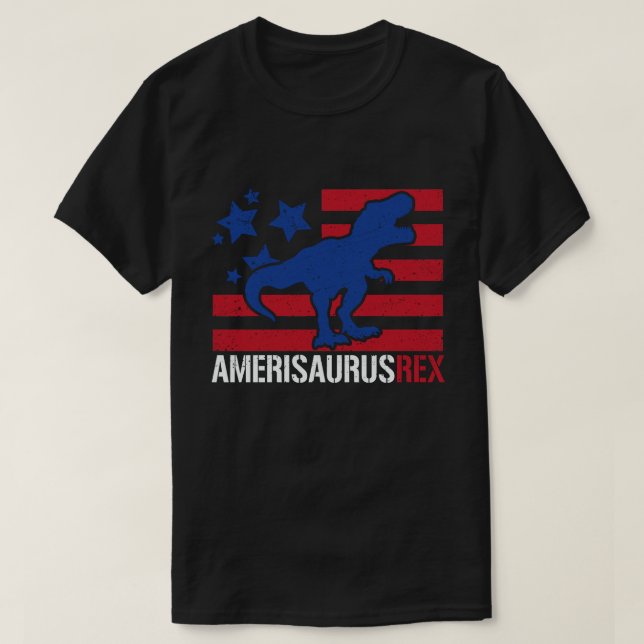T-shirt Drapeau américain Amerisaurus Rex Dinosaur 4 juill (Design devant)