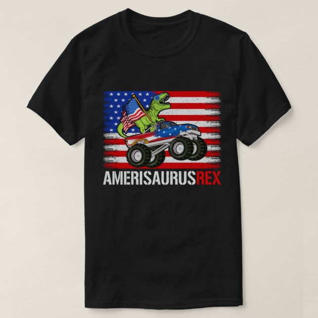 T-shirt Drapeau américain Amerisaurus Rex Dinosaur 4 juill (Design devant)