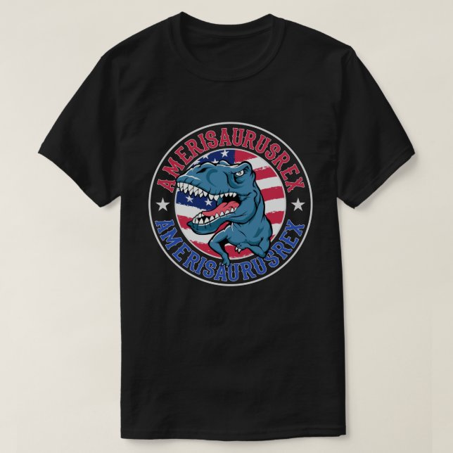 T-shirt Drapeau américain Amerisaurus Rex Dinosaur 4 juill (Design devant)