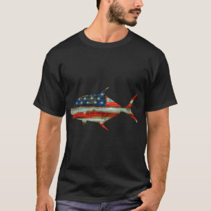 T-shirt Drapeau américain Amoureux de la pêche Pêcheur Drô