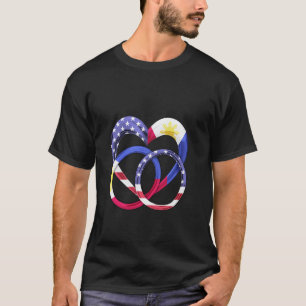 T-shirt Drapeau Américain Anneaux de Mariage en Forme de C