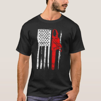 T-shirt Drapeau américain arboriste tronçonneuse bûcheron