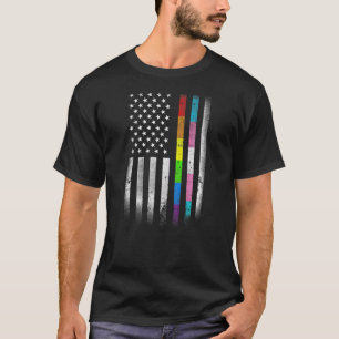 T-shirt Drapeau américain Arc-en-ciel Droits homosexuels L