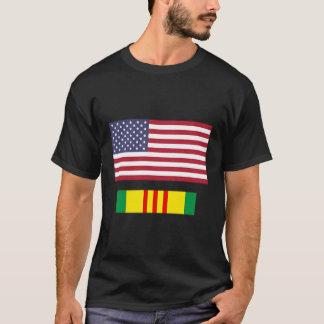 T-shirt Drapeau américain au-dessus du ruban Vietnam Servi