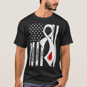 T-shirt Drapeau américain au ruban gris vintage pour le di