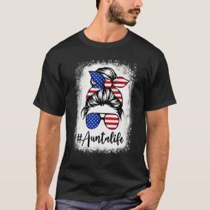 T-shirt Drapeau américain Aunta Life Bleached Mère le 4ème