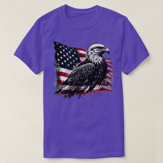 T-shirt Drapeau américain avec aigle à tête blanche (Design devant)