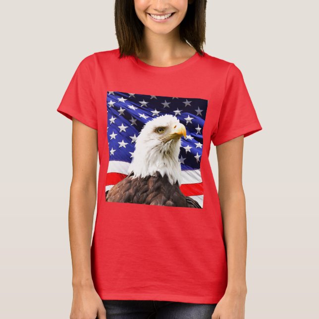 T-shirt Drapeau américain avec aigle chauve (Devant)