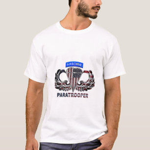 T-shirt Drapeau américain avec ailes et parachutistes aéro